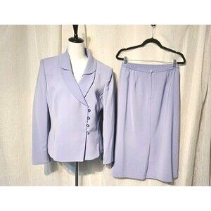 Le Suit Collections Gabardine Suit Pencil Kkirt Jacket Bluebell Blue Midi 12